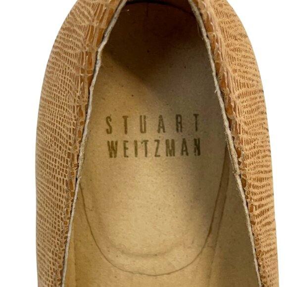 Stuart Weitzman Sz 6.5 Tan Leather Bucalina Tortoiseshell Buckle Round Toe Wedge - Picture 6 of 7